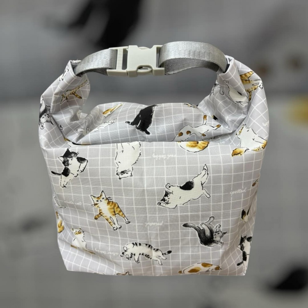 大環保食物袋 - 日本灰底貓貓布