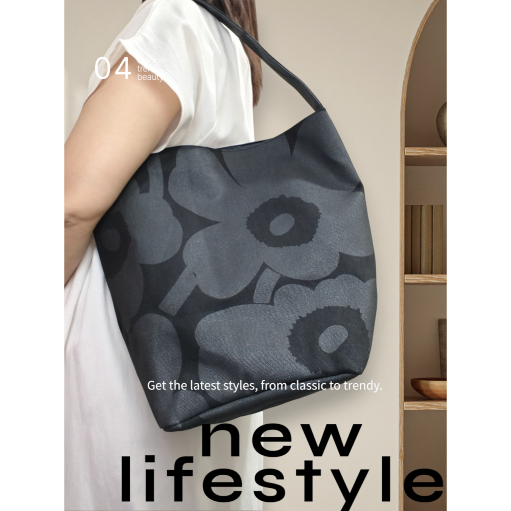 側孭單肩tote bag 黑