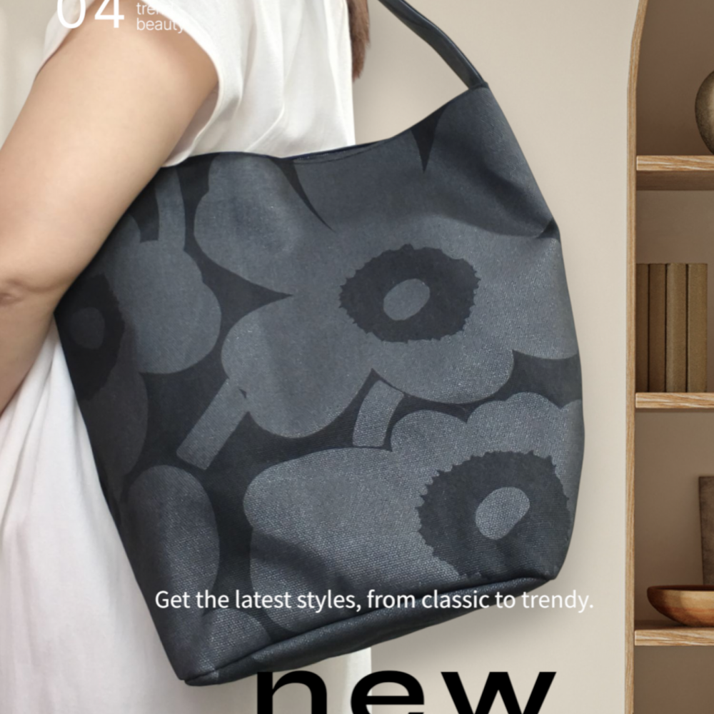 側孭單肩tote bag 黑