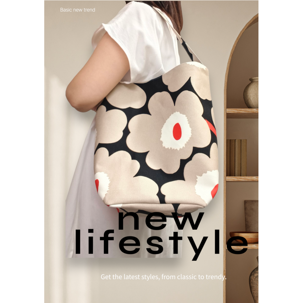 單肩側孭tote bag 米