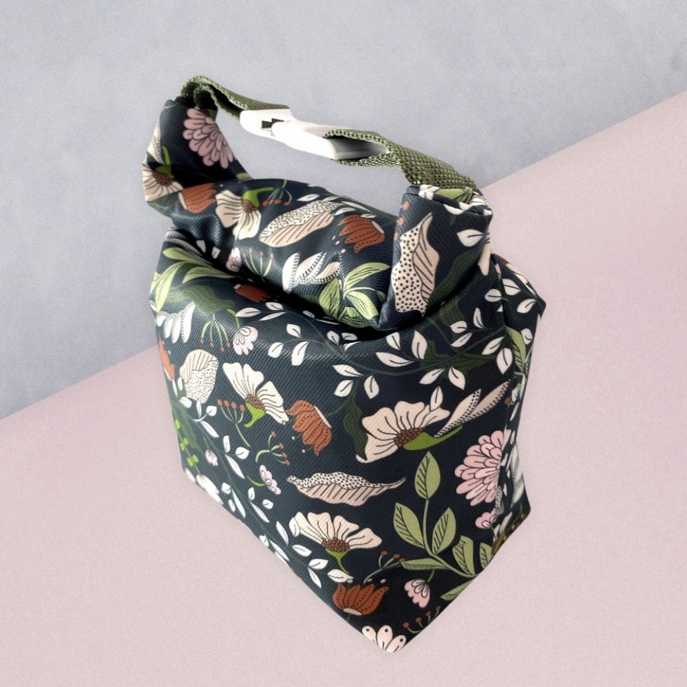 細環保食物袋 - 黑底碎花