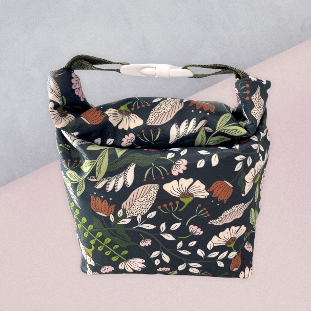 細環保食物袋 - 黑底碎花